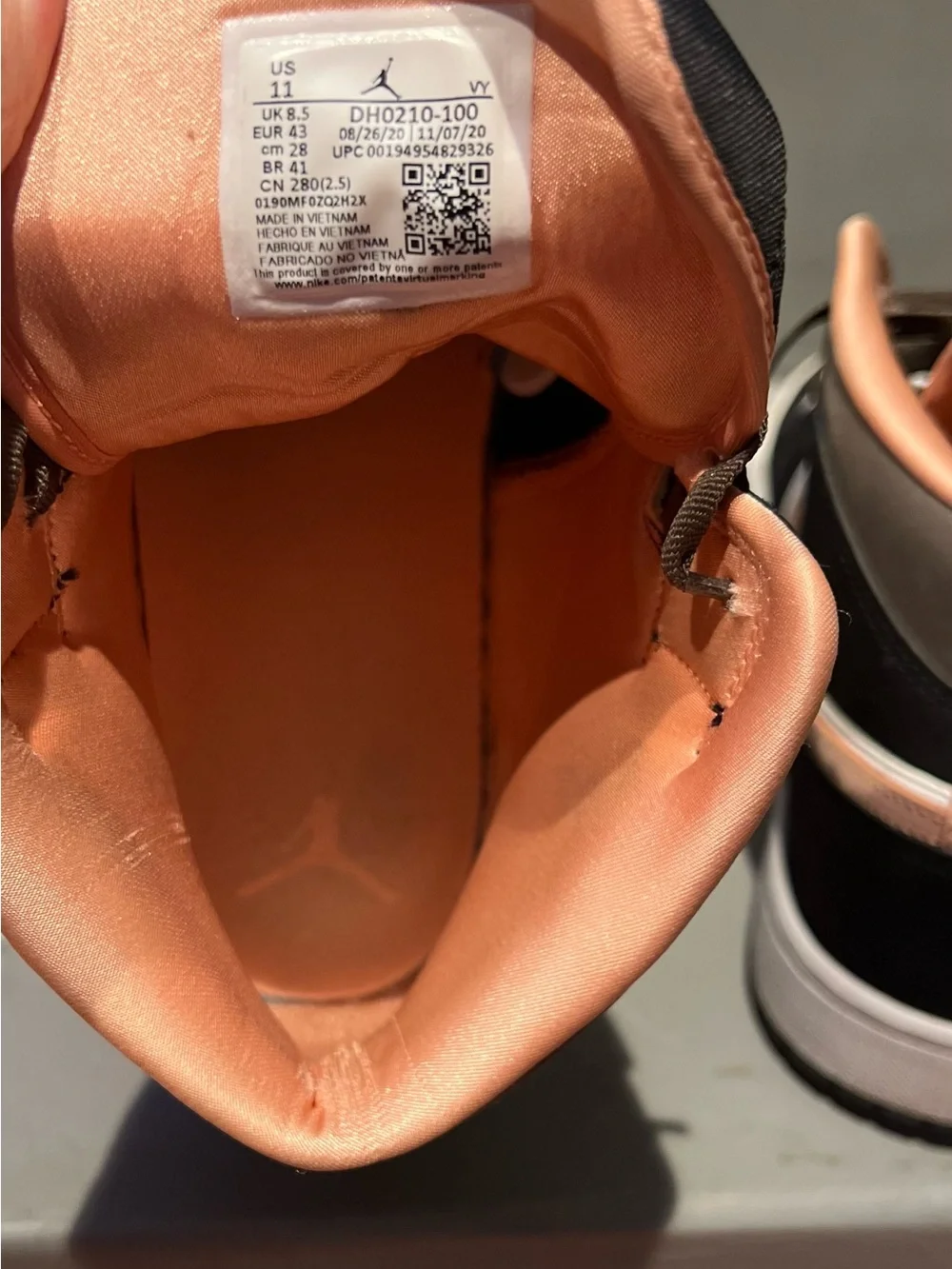 Jordan High-Top Sneakers - Black & White with Peach Accents